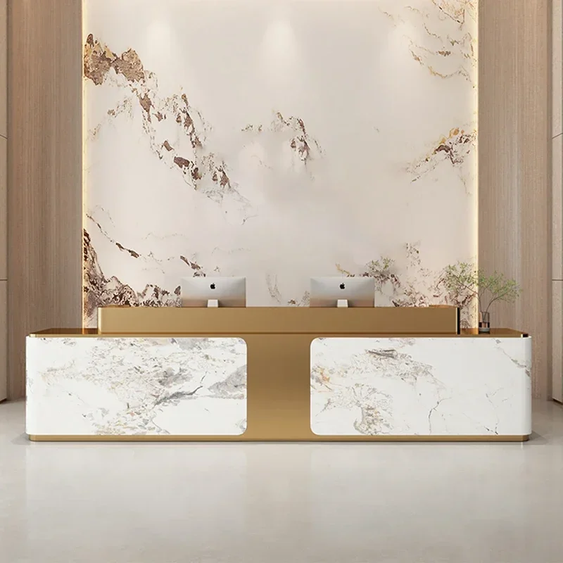 Unique Office Reception Desk Simple Aesthetic Elegant Modern Bar Counter Furniture Premium Simple Mostrador Commercial Furniture