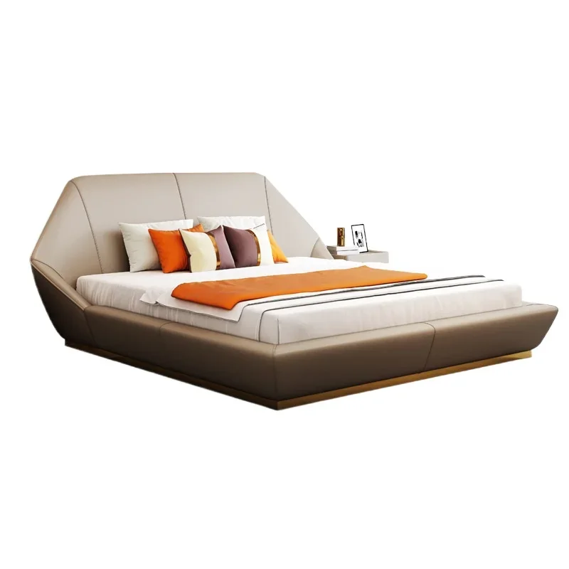 

Postmodern light luxury leather bed double Nordic ins Internet celebrity bedroom 1.8 meters storage master bedroom marriage bed