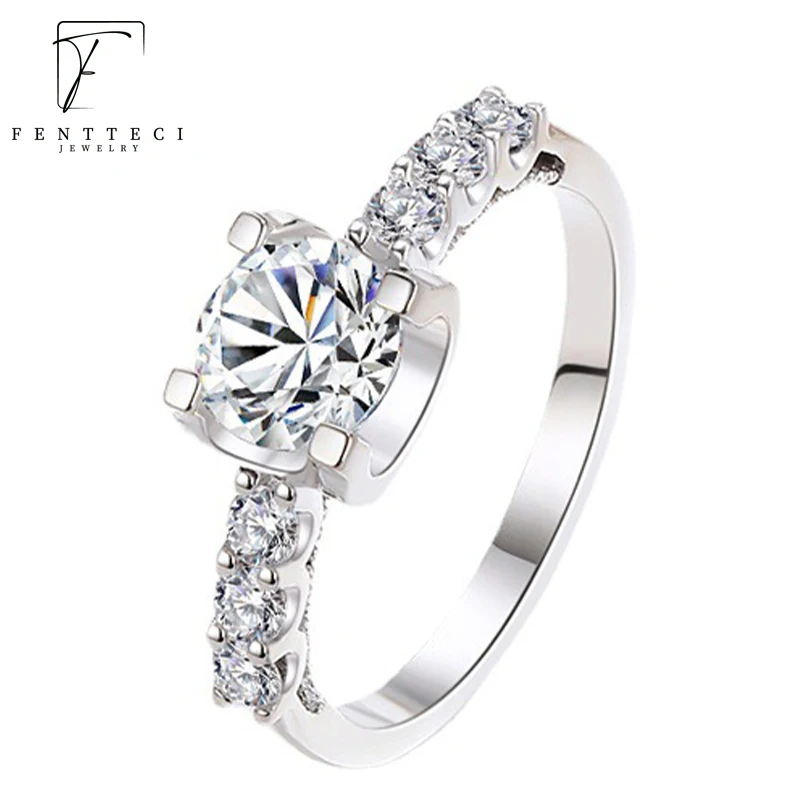 

FENTTECI 1 Carat D Color Moissanite Ring for Women 925 Sterling Silver Platinum Plated Pt950 Ring for Women Fine Jewelry Wedding