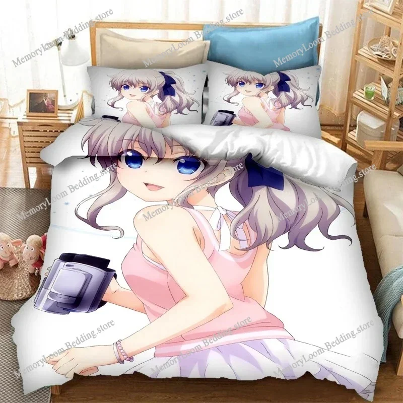 

Vibrant 3D Print Anime Charlotte Bedding Set: Duvet Cover & Pillowcases, King/Queen Size for Boys & Adult Collectors Luxury Gift