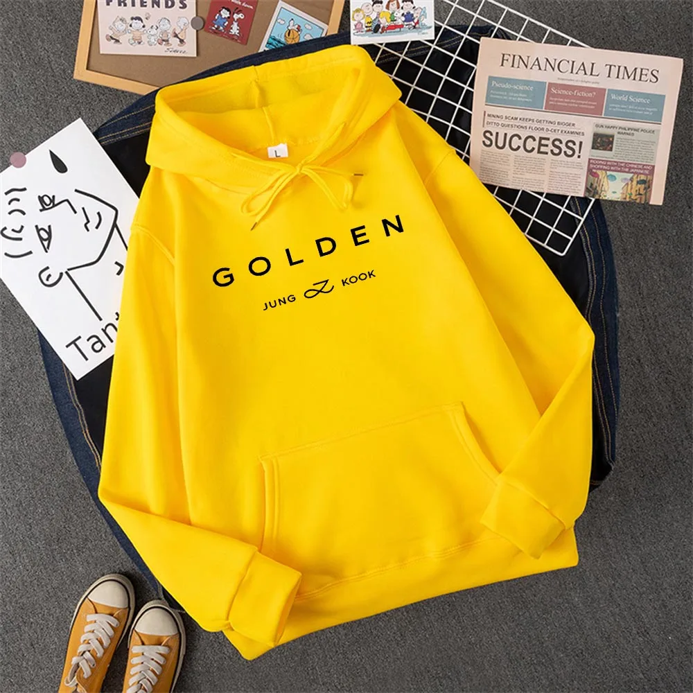 2024 Hot Hoodie Jungkook Kpop Hoodie Vintage Sweatshirt Sudaderas Winter Warm Golden Album Merch Unisex Hoodies Man Woman