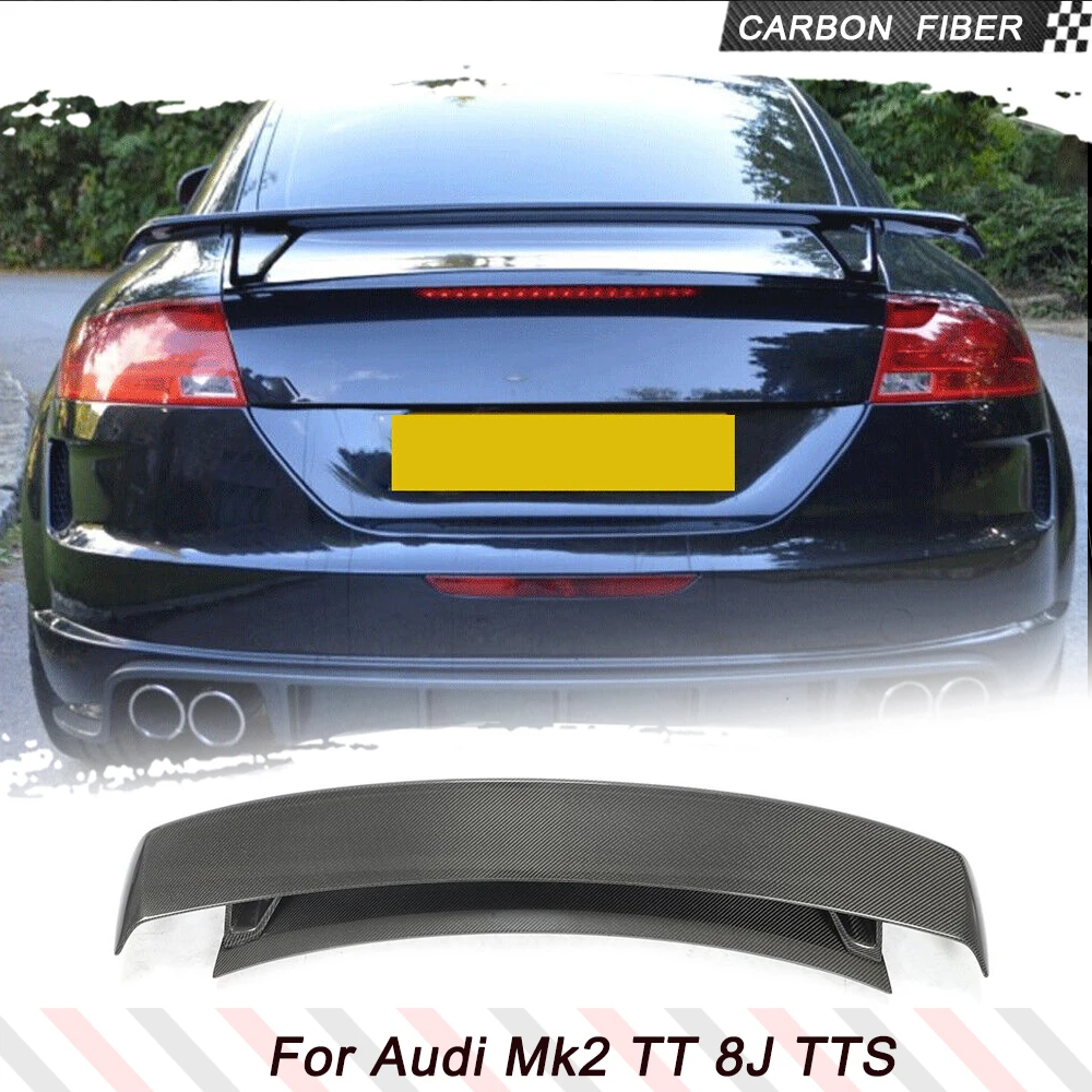 Carbon Fiber/FRP Black Rear Boot Double-Deck Spoiler Trunk Tail Wing For Audi TT MK2 8J TTS Coupe 2008-2014 Change to TTRS Style