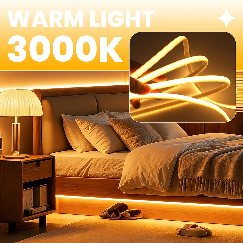 Wasserdichter LED 5V COB Streifen Neonlicht USB-Schalter Dimmer Sensor Batteriekasten-Set Helle 320LED Flex-Lichtband 3000K 4000K 6000K – Detail 20