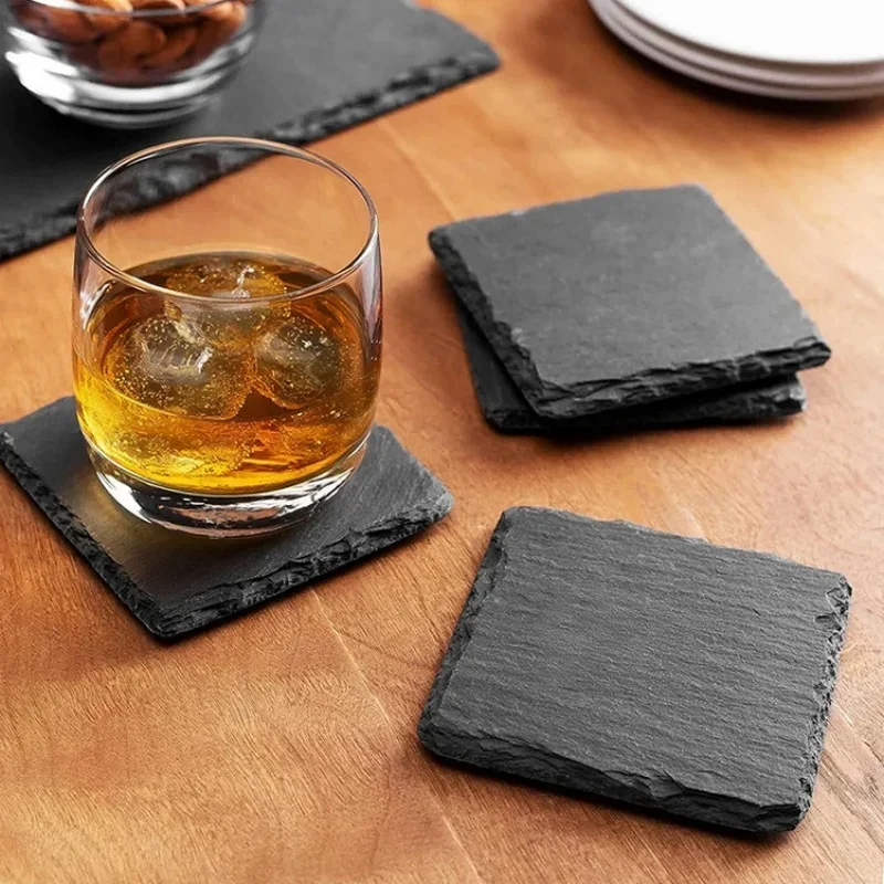 Natural Slate Coasters Anti-scald Insulated Cup Whiskey Mat Tea Cups Glass Mats Table Decorations and Accessories