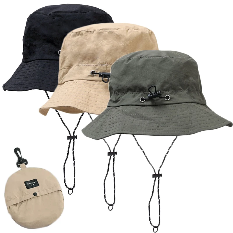 

Foldable Panama Bucket Hat Outdoor Anti-UV Sun Hats For Men Women Spring Summer Fast Dry Waterproof visors Cap Fisherman Caps