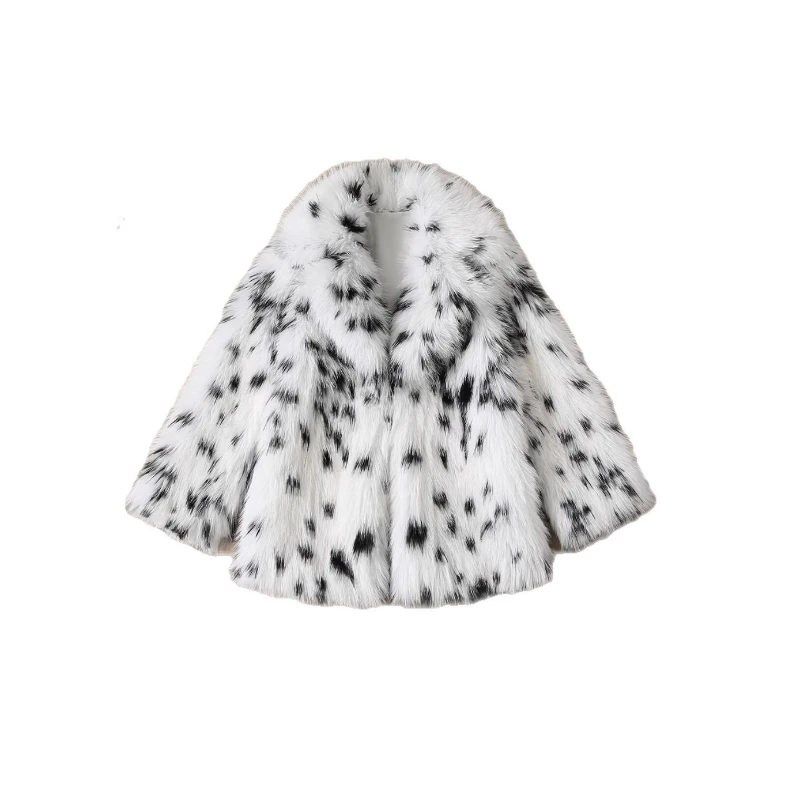 

Свободные куртки из искусственного меха с зубчатым воротником и леопардовым принтом, средняя меховая куртка, пушистое роскошное теплое плюшевое пальто, плотное элегантное зимнее пальто из искусственной лисы