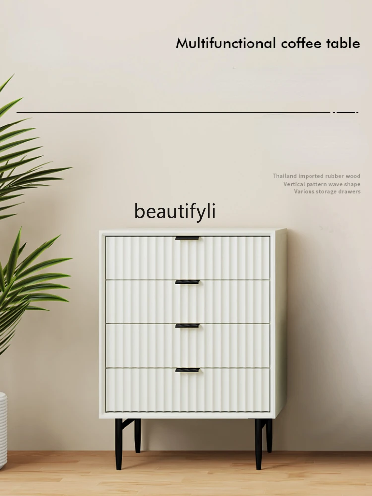 yj Italian Minimalist Storage Chest of Drawers High Foot Paint Storage Side Cabinet Four-Bucket Cabinet