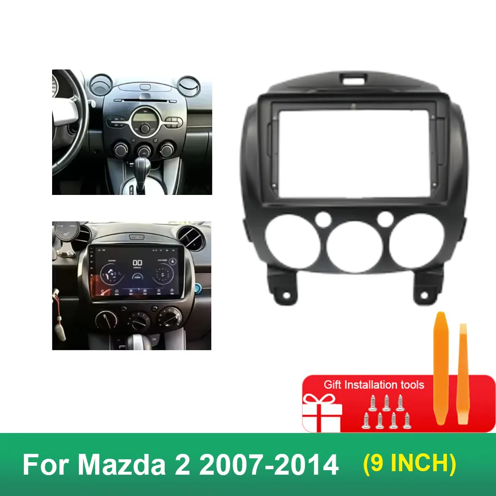 Car Radio Fascia for Mazda 2 2007-2014 9 Inch Stereo Dashboard Frame Center Console Audio Installation Panel