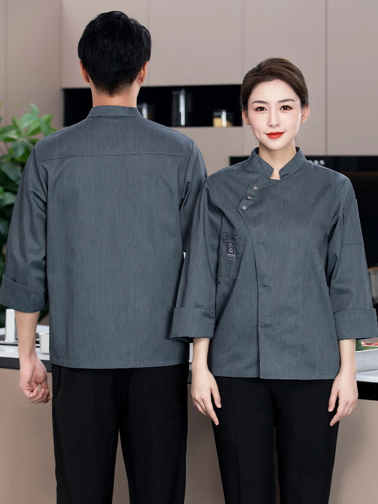 Ropa de cocina para comida, chaqueta de cocinero para restaurante, monos de camarero de panadería, uniforme de Chef de Catering, abrigo de Chef de manga larga para talla grande
