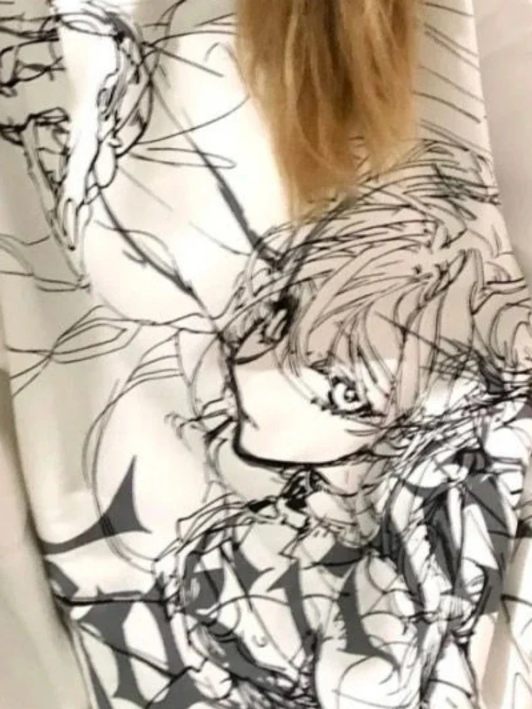 Japonês dos desenhos animados impressão grunge hoodie masculino e feminino gótico casual harajuku com capuz y2k moletom estético oversized streetwear