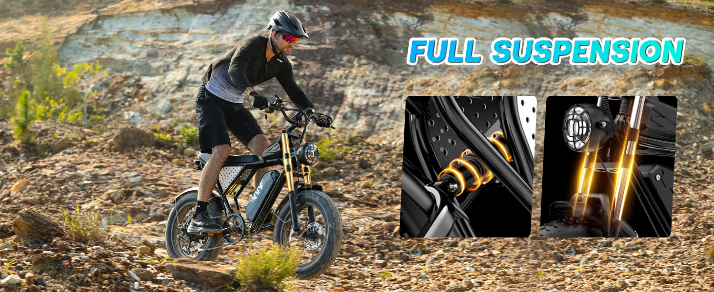 YVY K20 Lite 1500W Electric Bike for Adults 30MPH 48V 15.6Ah Off-road Trail 20*4 Inch Fat Tire E Bike 7 Speed Mountain Bike