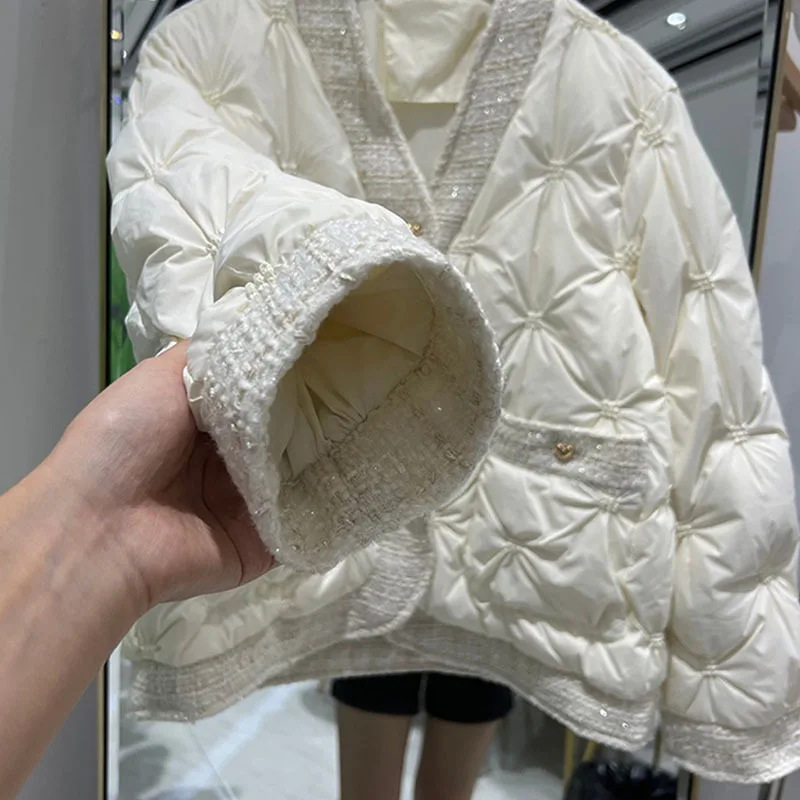 Imagem -03 - Nova Ultra Leve Mulher Curto Pato Branco para Baixo Jaqueta Feminina Solta à Prova de Vento Parkas Moda Puffer Cabolsa Outwear Outono 2023