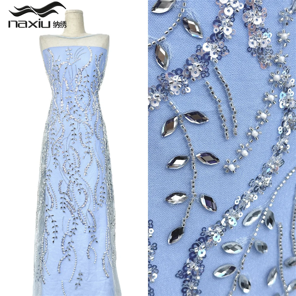 

Madison 2026 Luxury French Embroidery Heavy Groom Beads Lace Fabric With Sequins 5 Yards High Quality Stones Materiel for Party