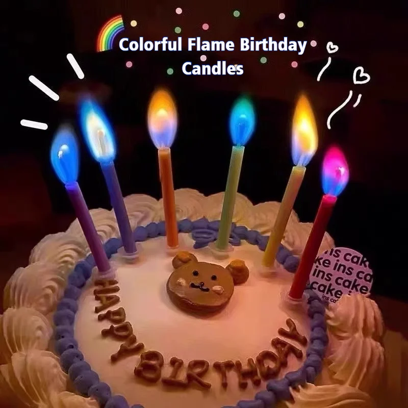

Birthday Christmas Candle Decorations Super Bright Environmentally Friendly Colorful Flame Candles Paraffin Wax for Kid Children