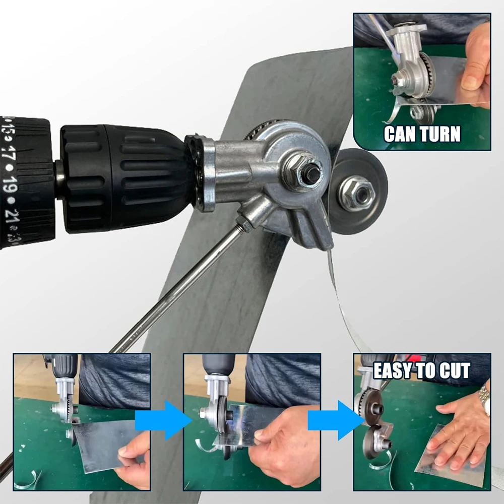 Attacco per taglierina per piastra per trapano elettrico Utensile da taglio per lamiera a doppia testa in metallo Cesoie per punzonatrice per piastra da taglio Trapano per taglierina in rame