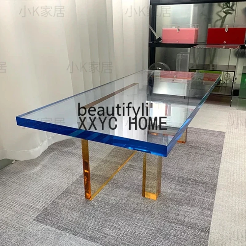 Acrylic Gradient Coffee Modern Living Room Sofa Side Table Villa Exhibition Hall Designer