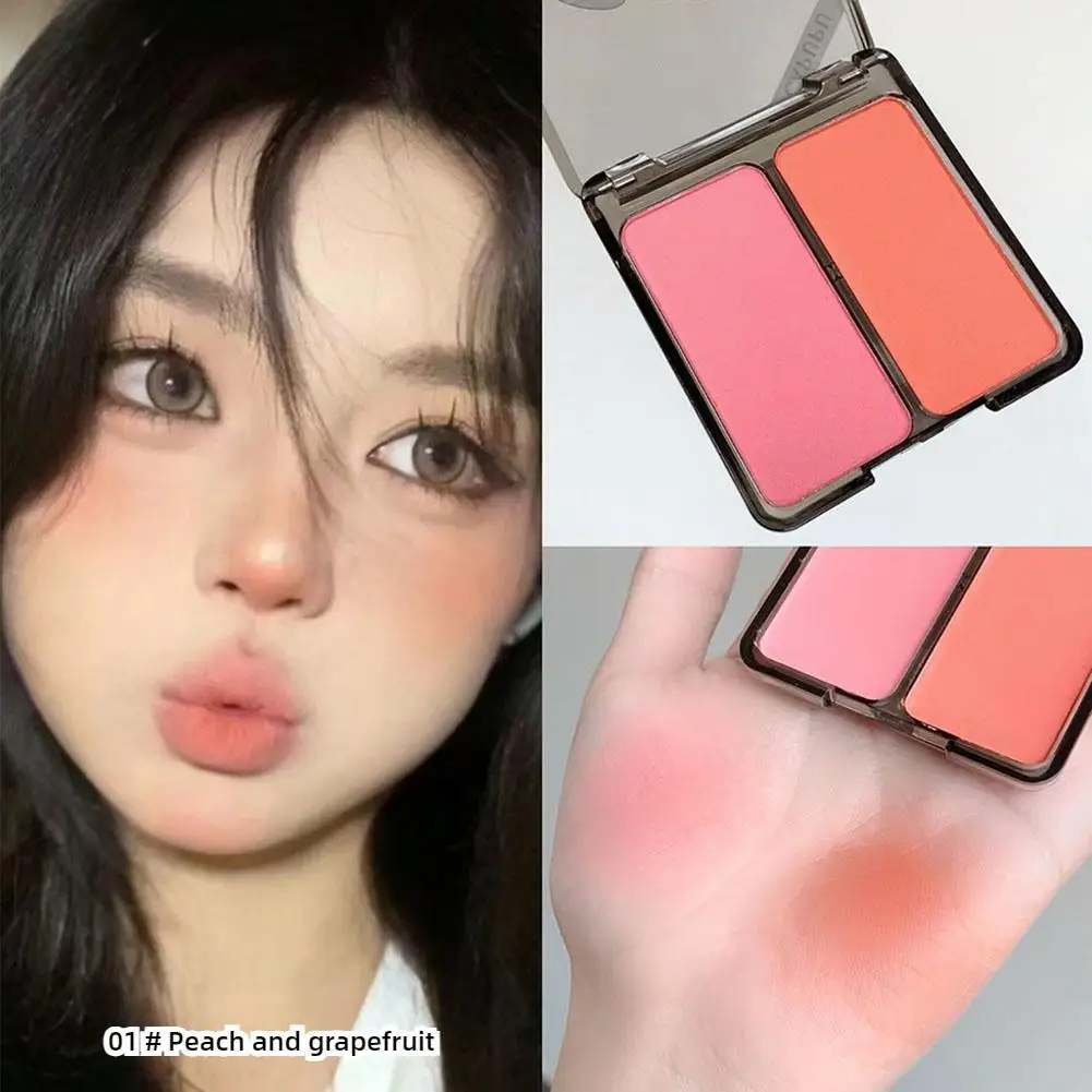 Dual Color Blush Palette เฉดสีเม็ดสีแวววาวสีแก้มติดทนนานเพื่อการแต่งหน้านู้ดที่สดใส X4C9