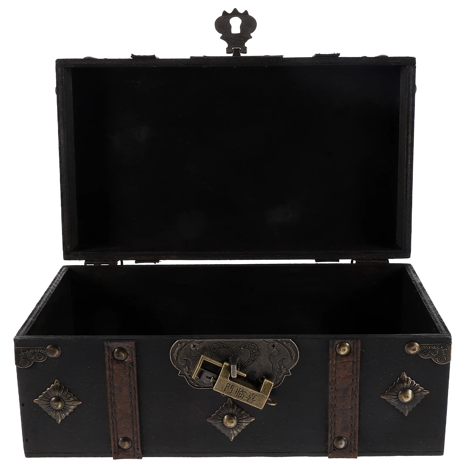 

Vintage Wooden Jewelry Organizer Box With Lock Large Capacity Earrings Rings Pendants Storage Retro Trinket Case Desktop