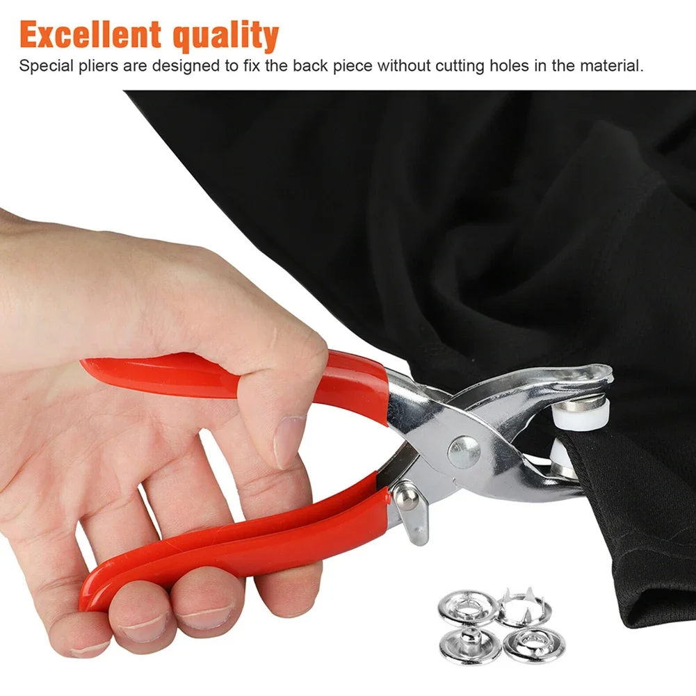 Press Studs Plier Fasteners Studs Buttons Crafting Kit with Plier and 100 Fasteners Studs for Prong Ring Snap Buttons