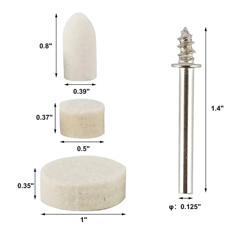 76 buah berbagai macam kit poles wol terkompresi bulu wol halus pemoles abrasif Bits Buffing roda untuk alat putar Dremel