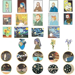 Painting Brooch Van Gogh Brooch Galaxy Brooch Star Moon Sunflower Brooch Art Brooch Van Gogh Lapel Pin Van Gogh Oil
