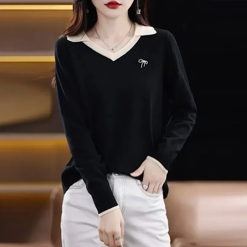 Basic Knitted Sweaters for Women V Neck Long Sleeve Female Pullover Wear To Work Harajuku Light Attractive On Promotion Warm