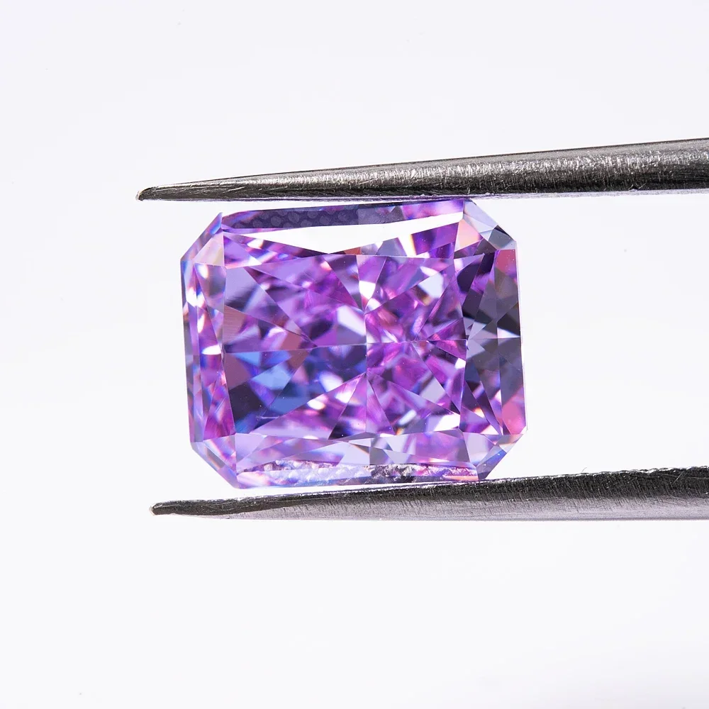 

HMJ 5A Rose Purple Cubic Zirconia Radiant 8x10mm Crushed Ice Cut Cubic Zirconia Stone Synthetic Gems Beads For Jewelry