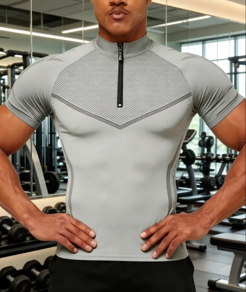 

Компрессионная быстросохнущая футболка для мужчин, спортивная облегающая футболка для бега, тренировок, фитнеса, бодибилдинга, черная, мужская одежда для спортзала.