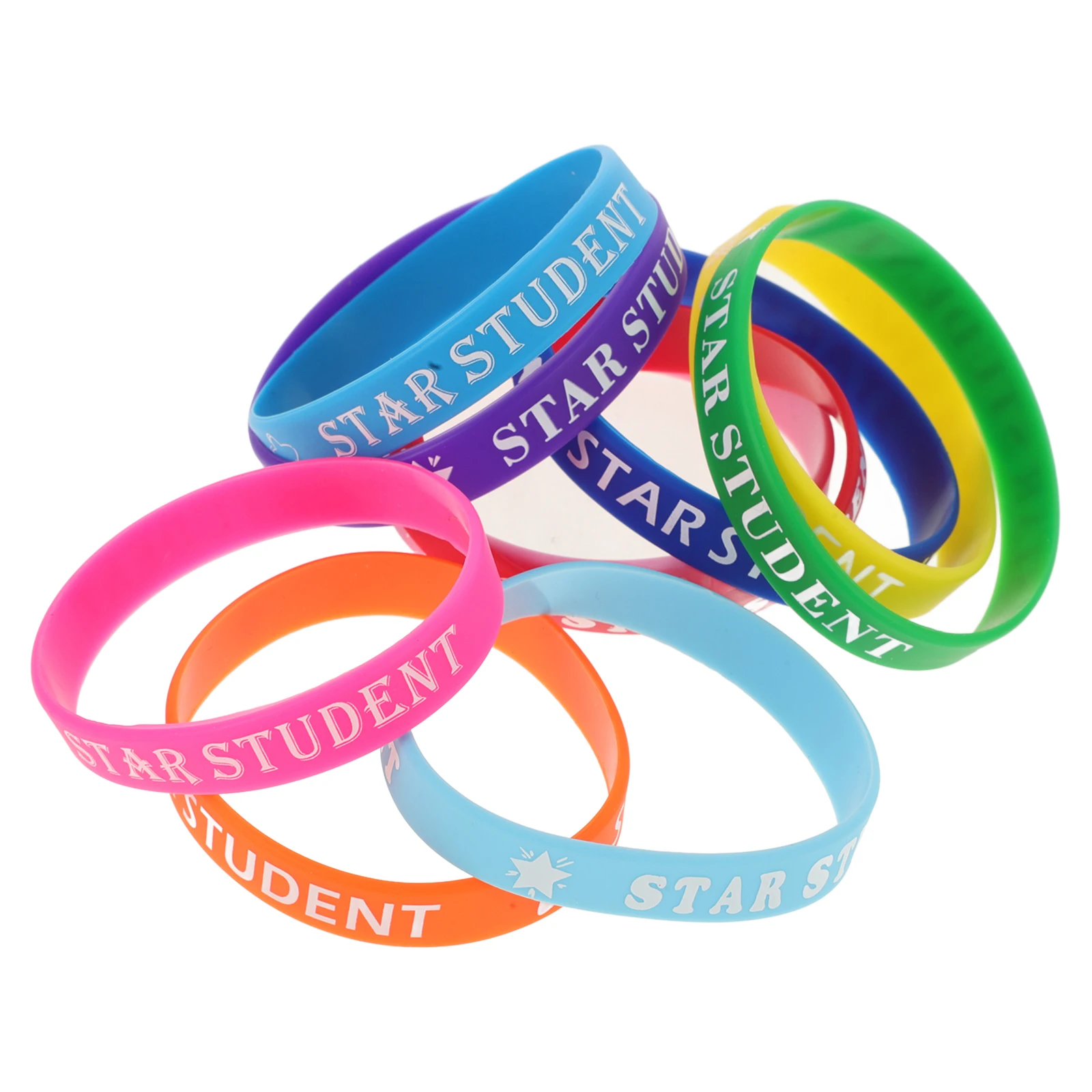 

10 Pcs Colored Silicone Wristband Award Star Rubber Wristbands Classroom Rewards Back to School Supplies Bracelet