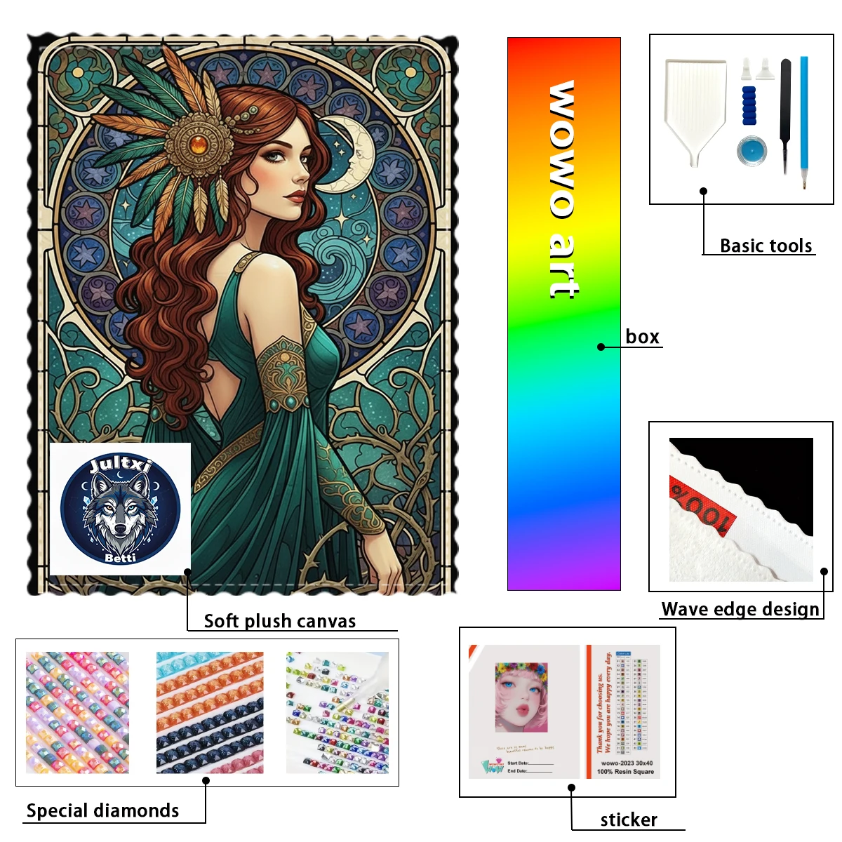 【Betti_ Diamond Art】Una hermosa tarjeta de tarot niña de dibujos animados verde Cristal AB Rhinestone FD Diamante de resina perfecta Diamante