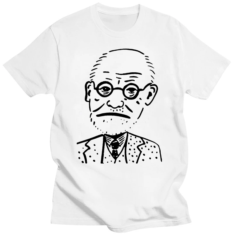 fashion T-shirt men Mens  Sigmund Freud  Psychology  Caricature casual o-neck loose summer 100% Cotton fashion T shirt for men