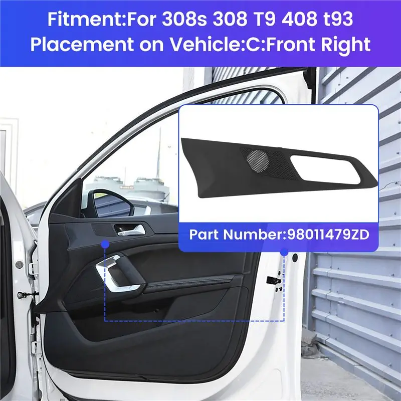 Y42A-For 308S New 308 T9 New 408 T93 Door Interior Trim Panel Handle Trim Cover Controller Trim Cover 98011479ZD