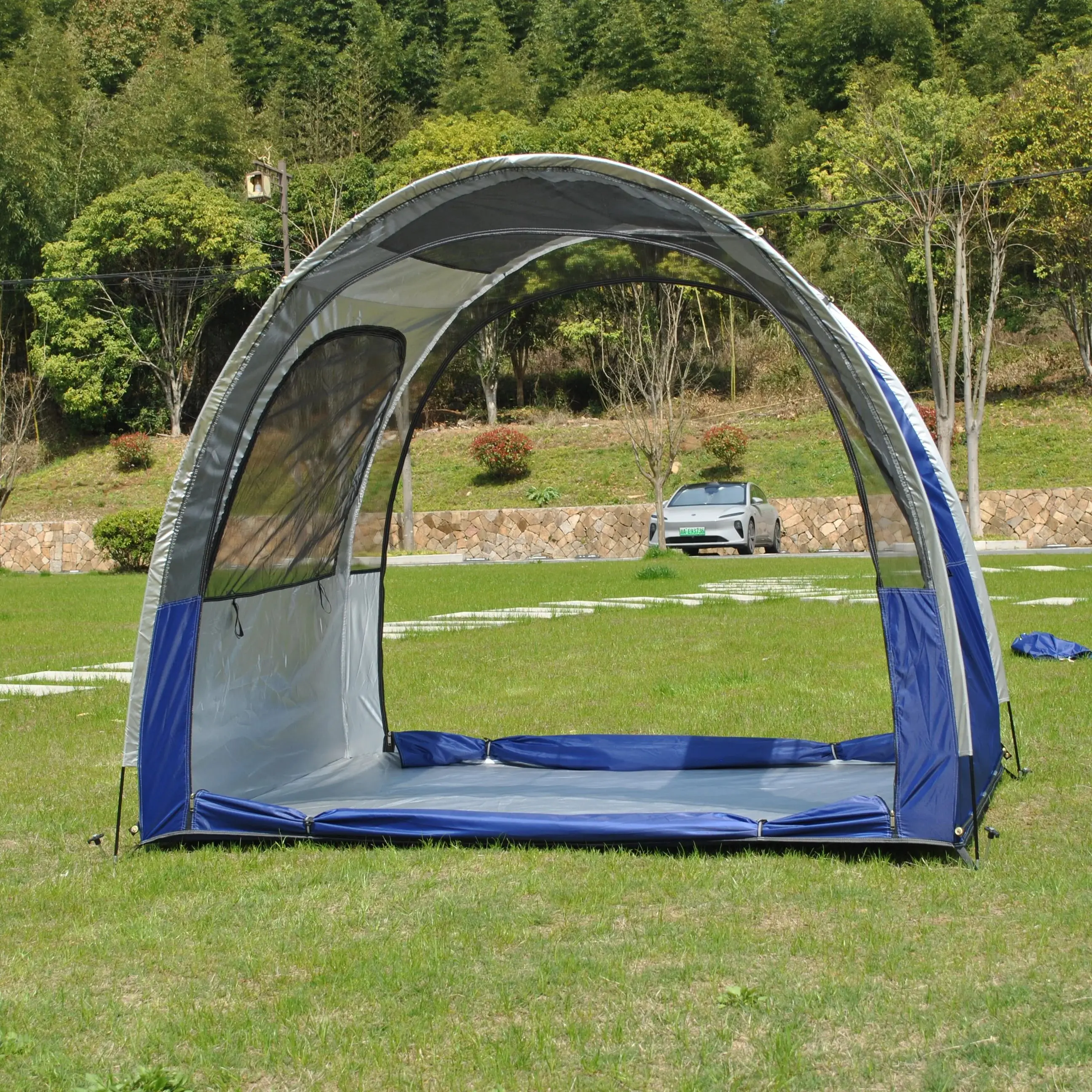 

Синяя палатка для кемпинга с полностью сетчатыми дверями и окнами 360° ° Вентилируемый водонепроницаемый портативный тент для рыбалки и пикника на 2 человек с защитой от УФ-излучения