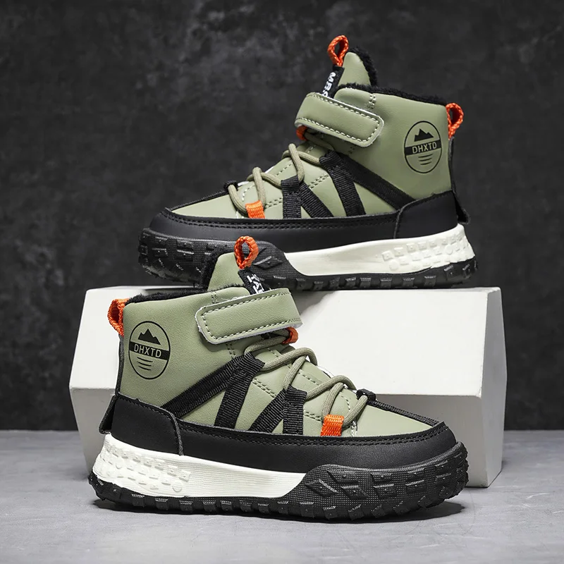 

Winter Boys Snow Boots Warm Outdoor Sneaker Fashion Thick Sole Kids Combat Boots Children Cotton Sports Shoes for Boy