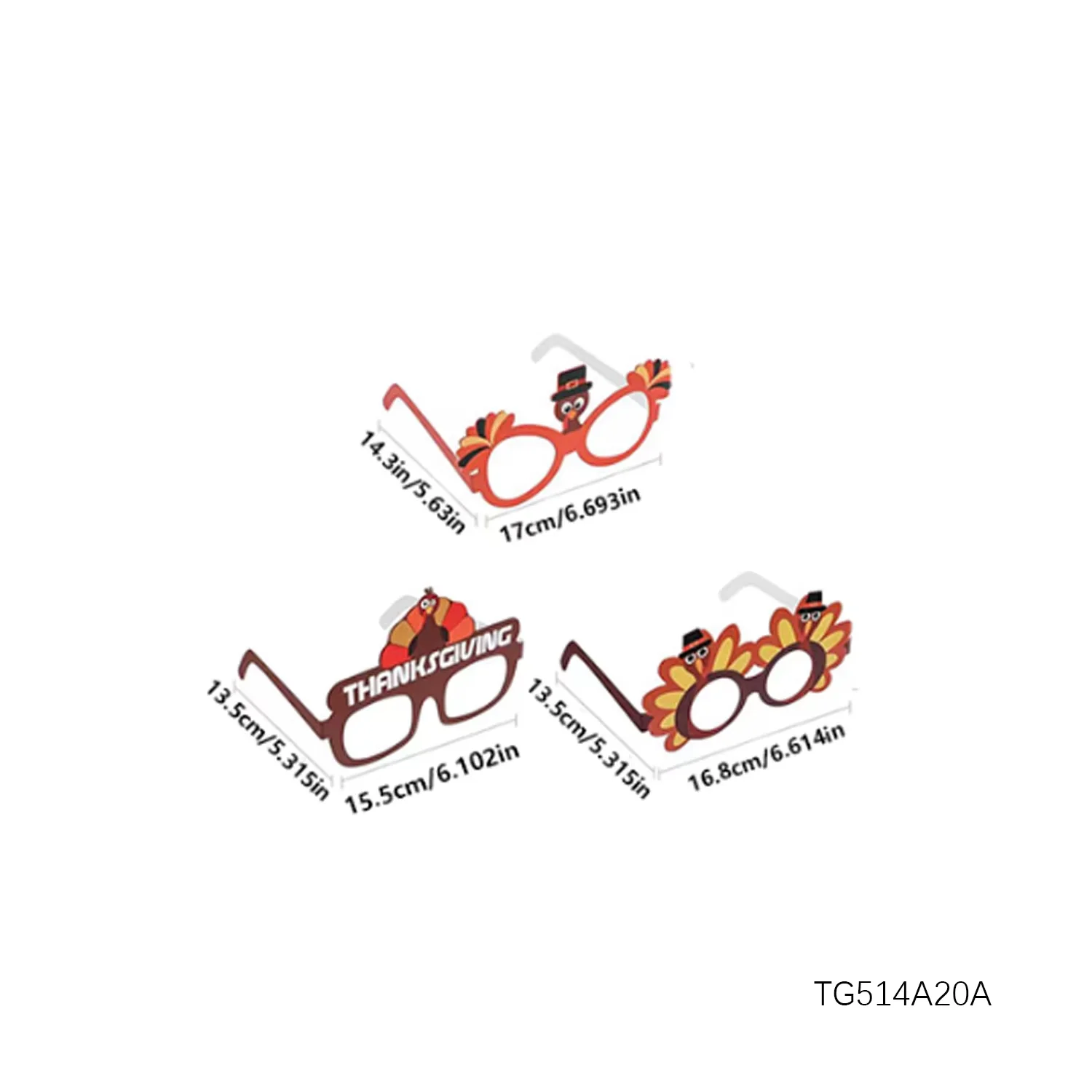PESENAR Thanksgiving Day Holiday Party Thanksgiving Day Costume, Eyewear, three-piece set, eyewear set, Turkey glasses