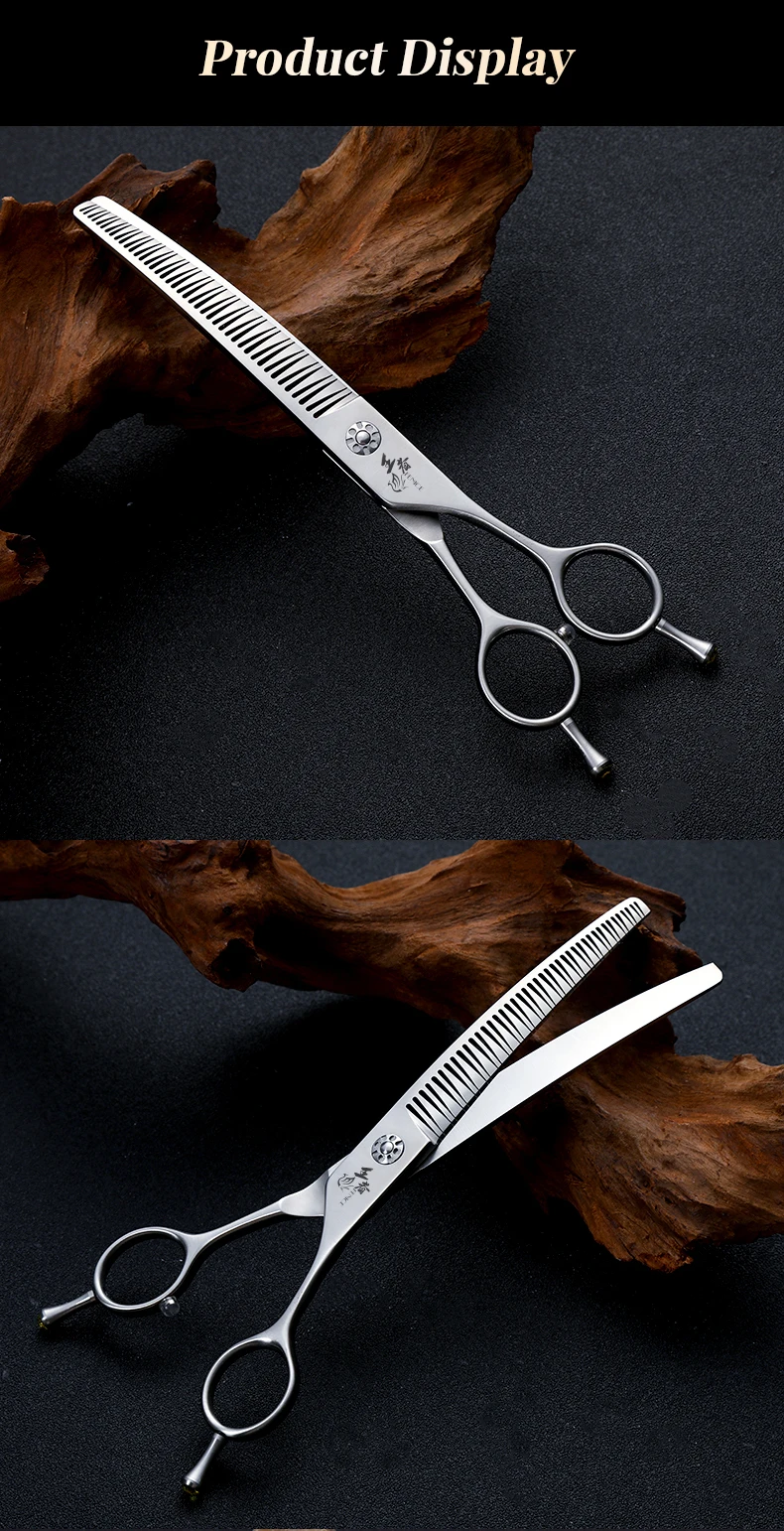 Fenice 7/7,5 Zoll VG10 Stahl 3D Farbverlauf Traceless Hundepflege Natürliche gebogene Chunker-Schere Lagerschrauben Haustierschere 70 % – Detail 14