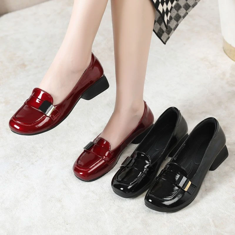 Weiche Glänzende Leder-Ballerinas für Damen, Lackleder-Schuluniform-Schuhe im Lolita-Stil, Niedrigabsatzige Mädchen JK Slipper mit Niedrigem Schaft – Detail 10