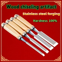 4pcs Woodworking Chisel Set-Wooden Handle Beveled Edge Carving Chisels Hand Tools for Workshop Woodworking&Sculpture
