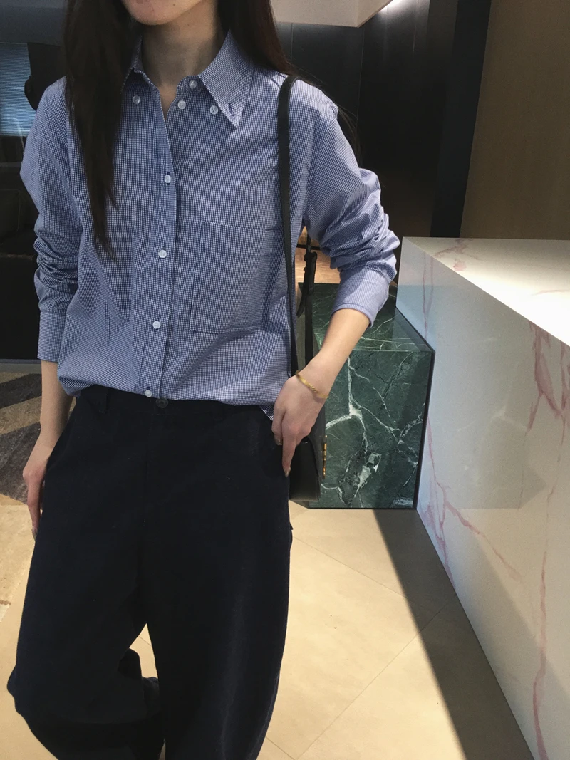 

Женская рубашка Cuijia из высококачественного хлопка с американской застежкой на пуговицах, тонким клетчатым узором, дышащая, комфортная, с длинным рукавом