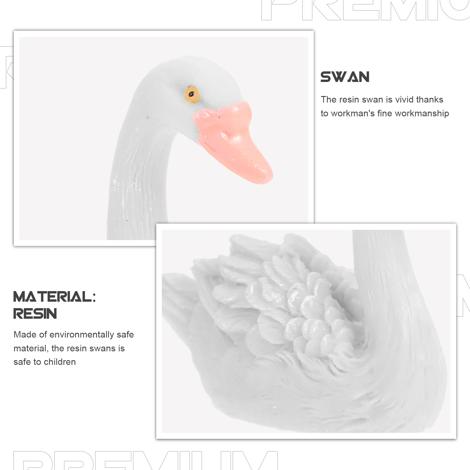 

2pcs Resin Figurines Beautiful Home Decor Durable High Simulation Swan Figurines Home Decor Garden Statue Ornament