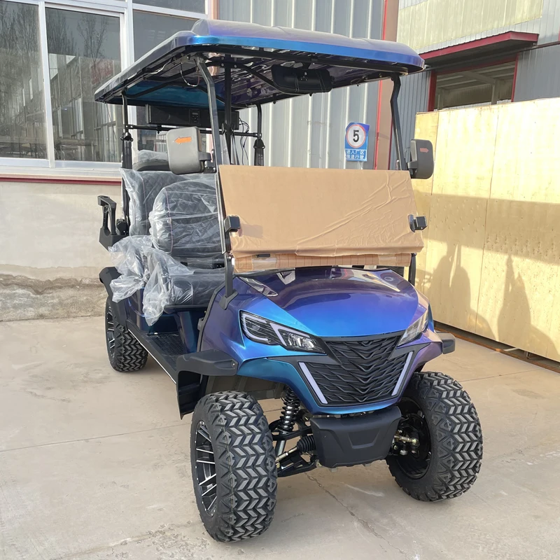 New Designed Factory Price Four-sided Stretch Leather Seat 2 4 6 8 Seater 60V 72V Lithium Battery  Electric Golf Cart