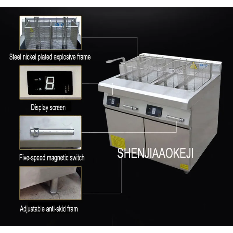 Электрическая Фритюрница, фритюрница с двойным цилиндром, коммерческая фритюрница для цыплят, электрические фритюрницы из нержавеющей стали для картофеля фри 380 В