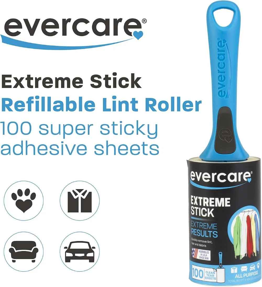 100 Layer Lint Roller - Super Sticky Sheets for Pet Hair, Lint & Dust on Clothes, Furniture & Car Seats
