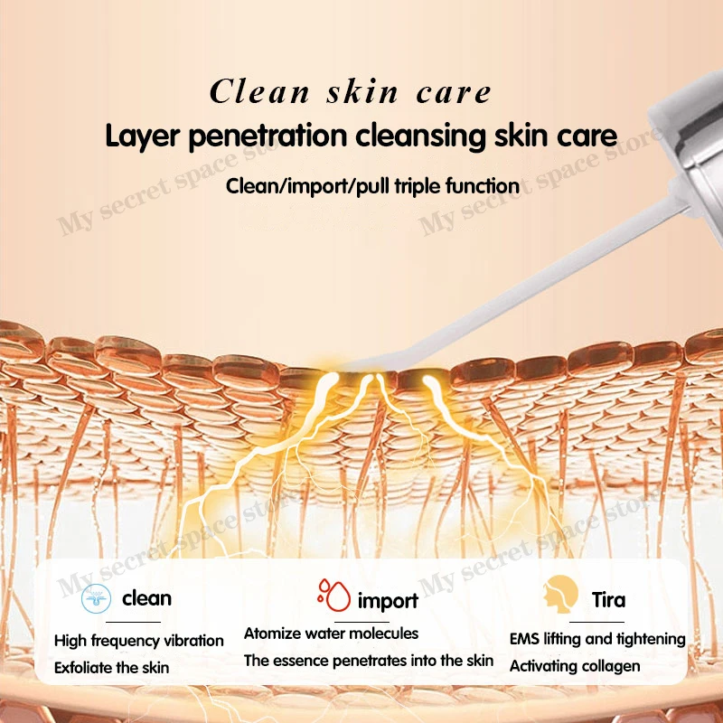 Ultrasonic skin spatula home beauty instrument pore cleaner Face cleanser Shattering blackhead export dirt negative ion import