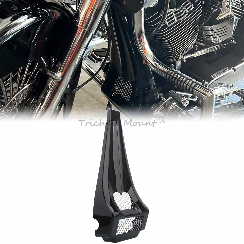 

Motor Accessories Gloss Black Front Radiator Cover Chin Fairing Spoiler For Harley Touring Electric Road Street Glide 97-2013