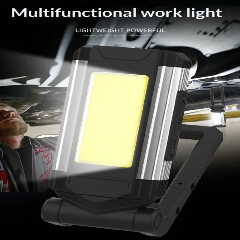 

2026 Portable COB Magnetic Work Light Rechargeable LED Flashlight Super Bright Camping Waterproof Car Repair Lamp With Brackets