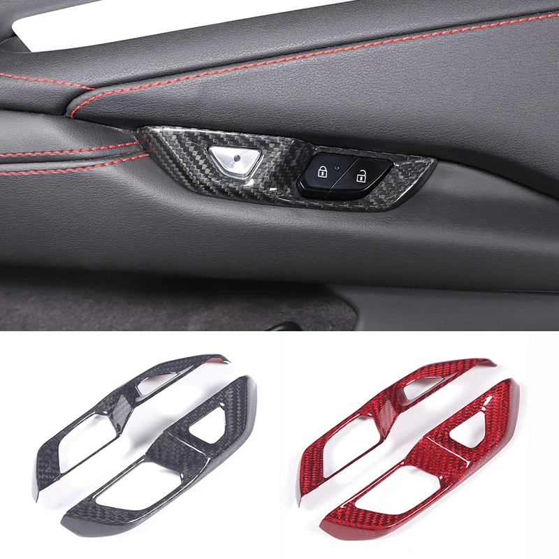 

Real Carbon Fiber Car Door Lock Switch Button Frame Cover Trim Sticker For Chevrolet Corvette C8 Coupe 2020-2023 Car Accessories