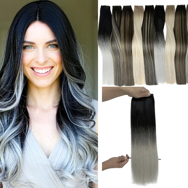 Hand Tied Peruvian 100% Human Hair Weft Virgin Hair 22 Inch 20 Inch No Short Hair Double Drawn Neat Ends Full Hair Extensions