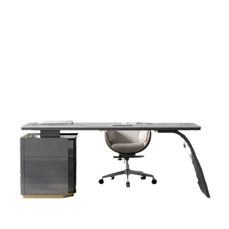 Italian minimalist rock slab desk light luxury modern simple home office computer designer writing desk