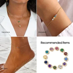 Charm Rhinestone Stainless Steel Necklace Pendant Fashion12 Colors Birthstone For Jewelry Making Women DIY Accessories